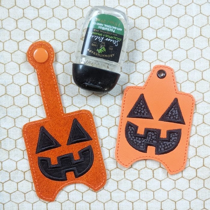 Jack-O-Lantern Hand Sanitizer Holder Key Fob & Snap Tab