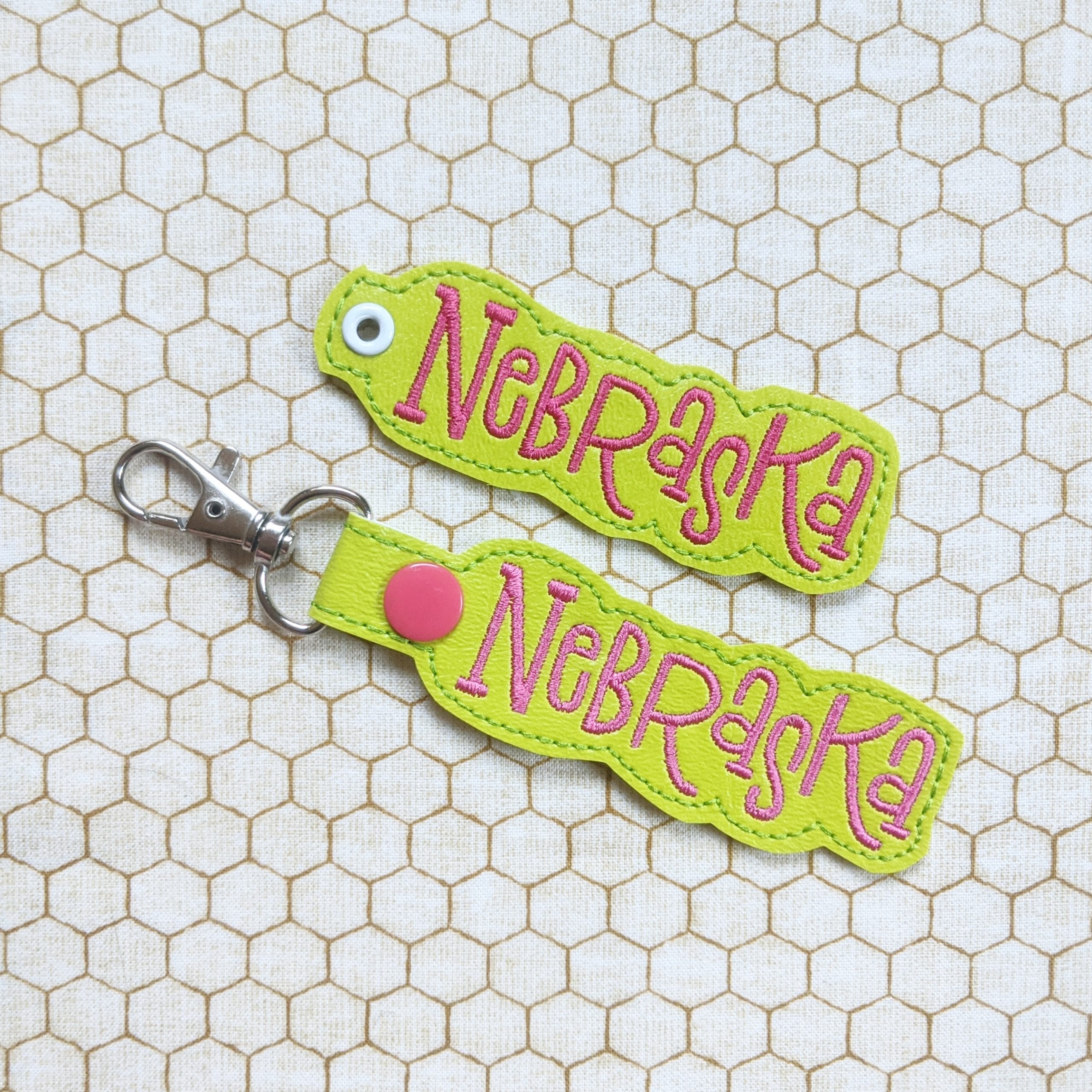 Nebraska Snap Tab & Eyelet Key Fob Set - Designs by Little Bee