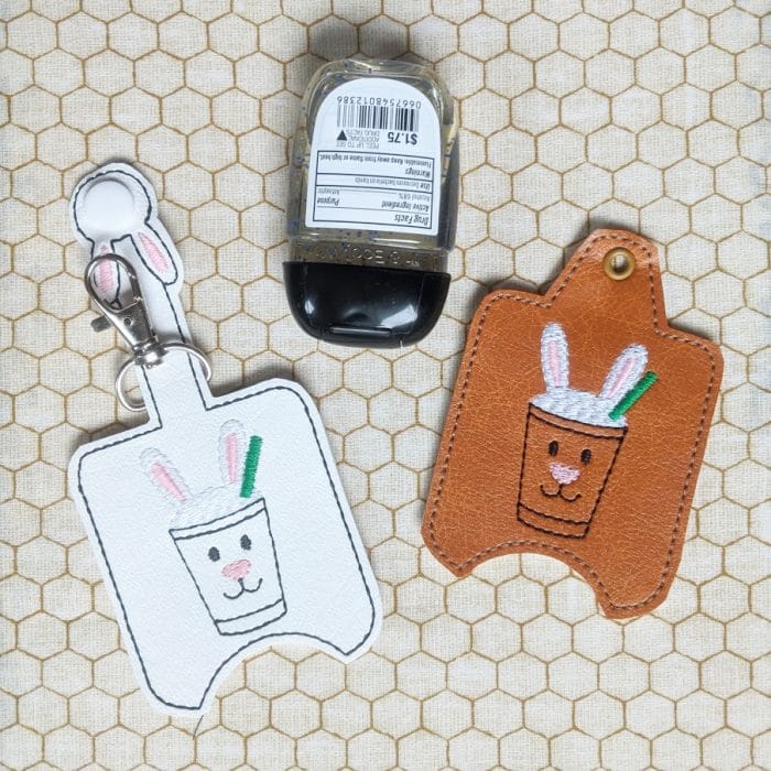 Bunny Coffee Hand Sanitizer Holder Key Fob & Snap Tab - March 2020