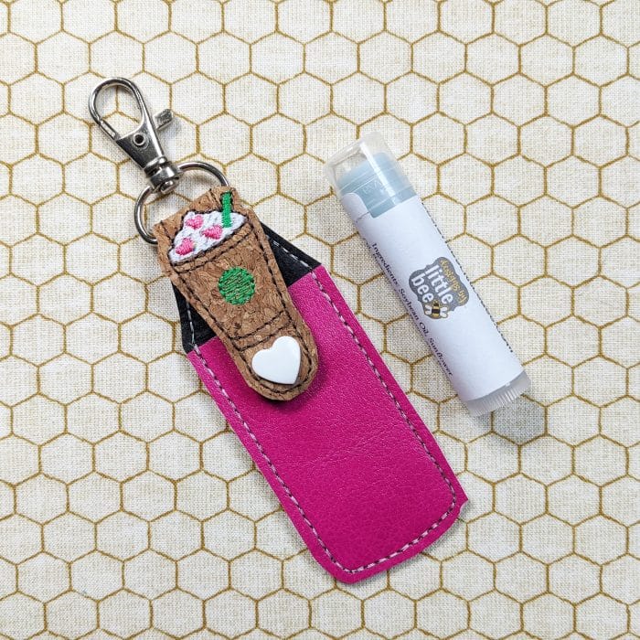 Iced Coffee Heart II Lip Balm Holder Key Fob Snap Tab - 5x7+ ONLY - July 2020