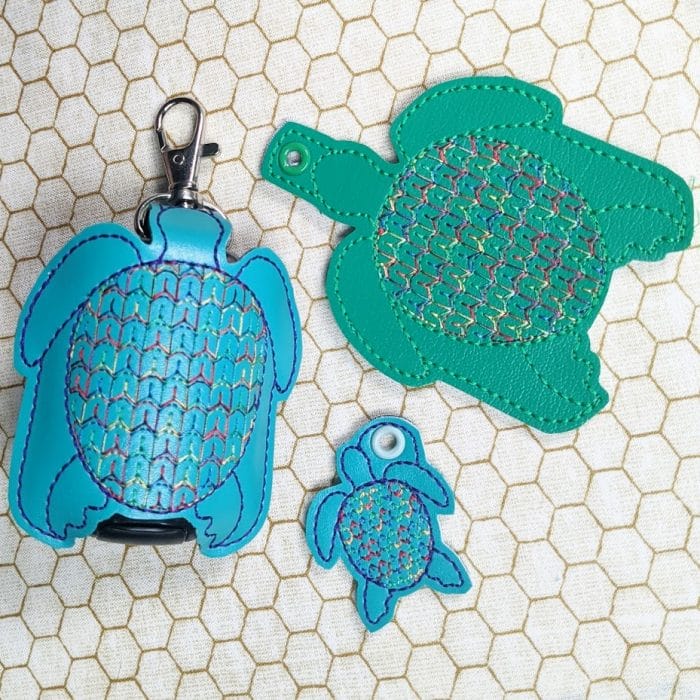 Sea Turtle Hand Sanitizer Holder Key Fob & Snap Tab - BONUS Zipper Pull July 2020