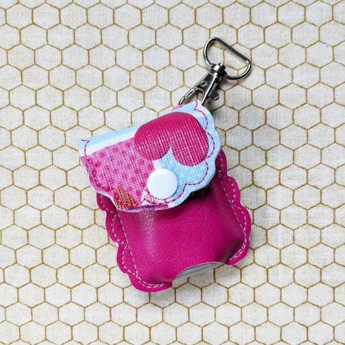 Foldover Hand Sanitizer Holder - DOWN - Scallop Key Fob Snap Tab - 5x7 and up ONLY - August 2020