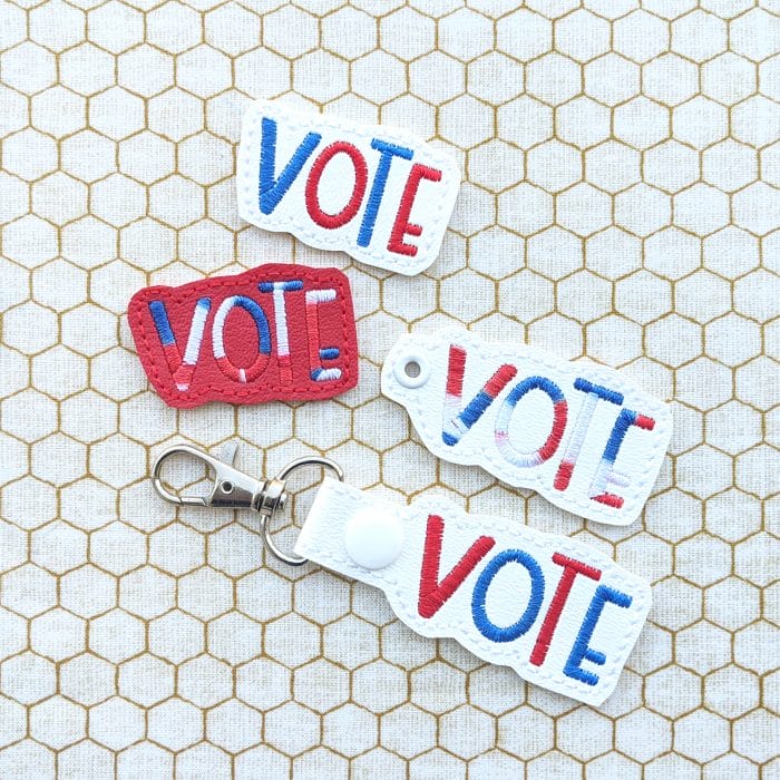 VOTE Snap Tab & Eyelet Key Fob Set AND Feltie