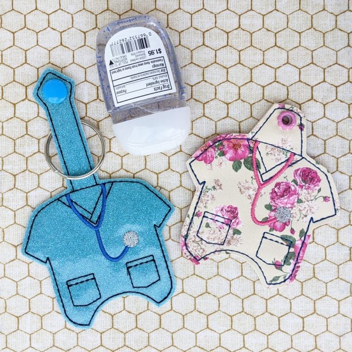 Scrub Hand Sanitizer Holder Key Fob & Snap Tab