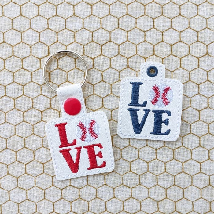 Baseball Love Snap Tab & Eyelet Key Fob Set
