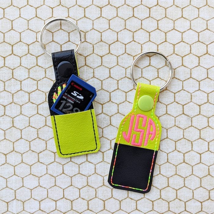 Monogram SD Card Holder Snap Tab & Eyelet Key Fob Set