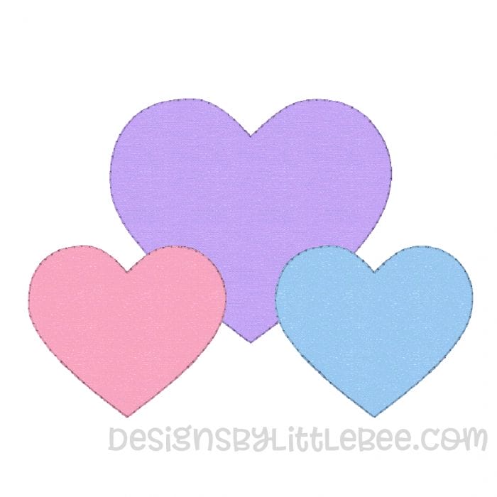 Raggy Hearts Applique Embroidery Design