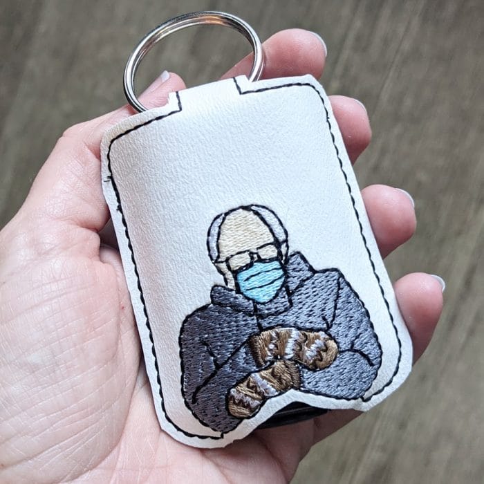 Bernie Mittens Hand Sanitizer Holder Key Fob & Snap Tab - Small (~1-ounce) ONLY