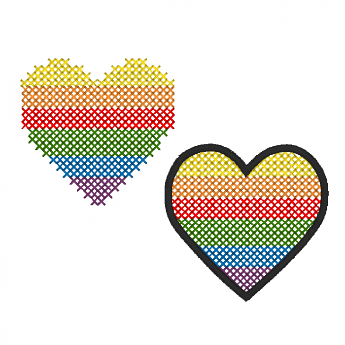Striped Cross Stitch Heart Embroidery Design