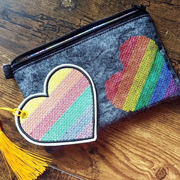 Striped Cross Stitch Heart Embroidery Design - Image 2