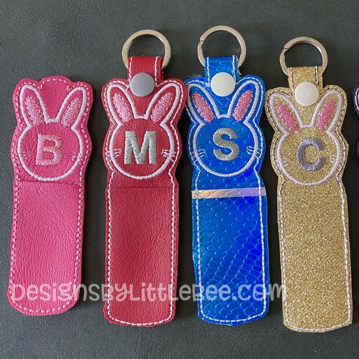 Rabbit Monogram Lip Balm Holder - Snap Tab & Eyelet Key Fob Set