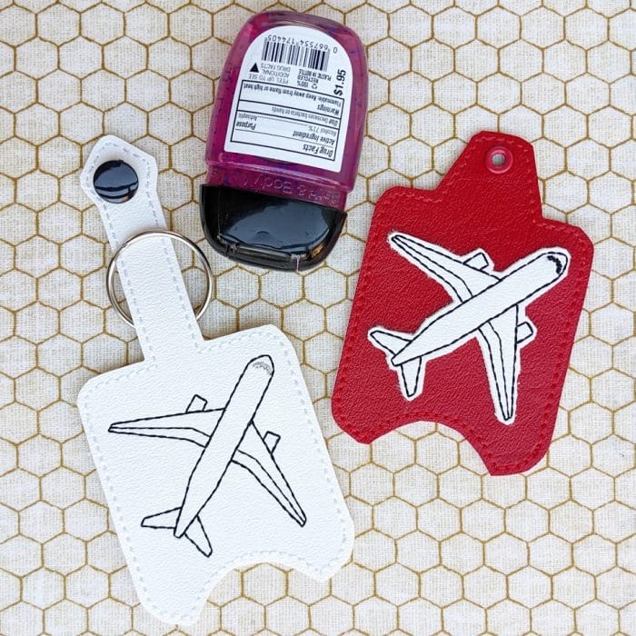 Airplane Hand Sanitizer Holder Key Fob & Snap Tab