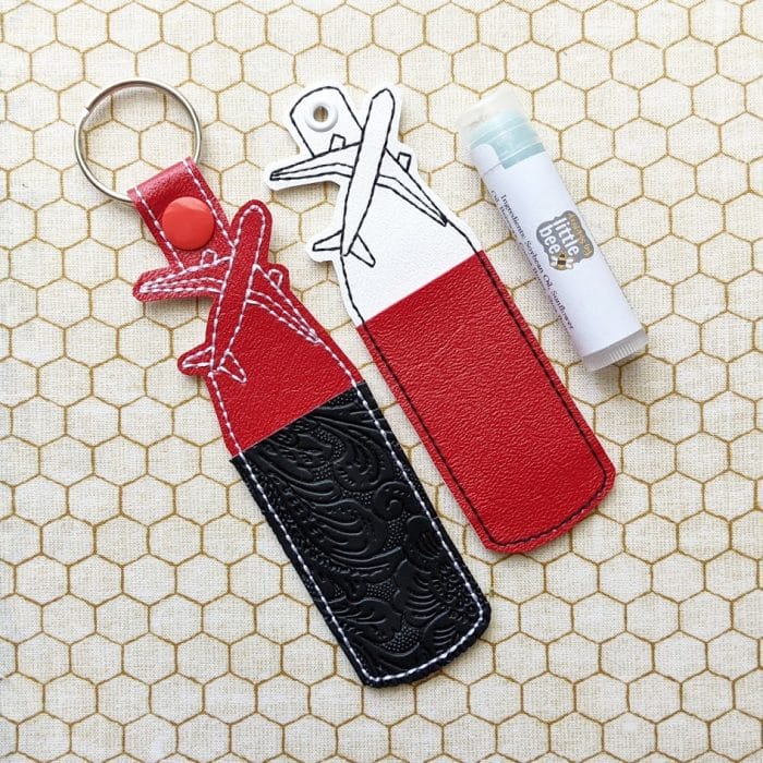 Airplane Lip Balm Holder - Snap Tab & Eyelet Key Fob Set