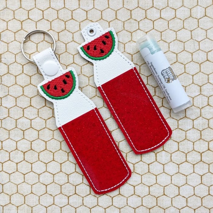 Watermelon Lip Balm Holder - Snap Tab & Eyelet Key Fob Set