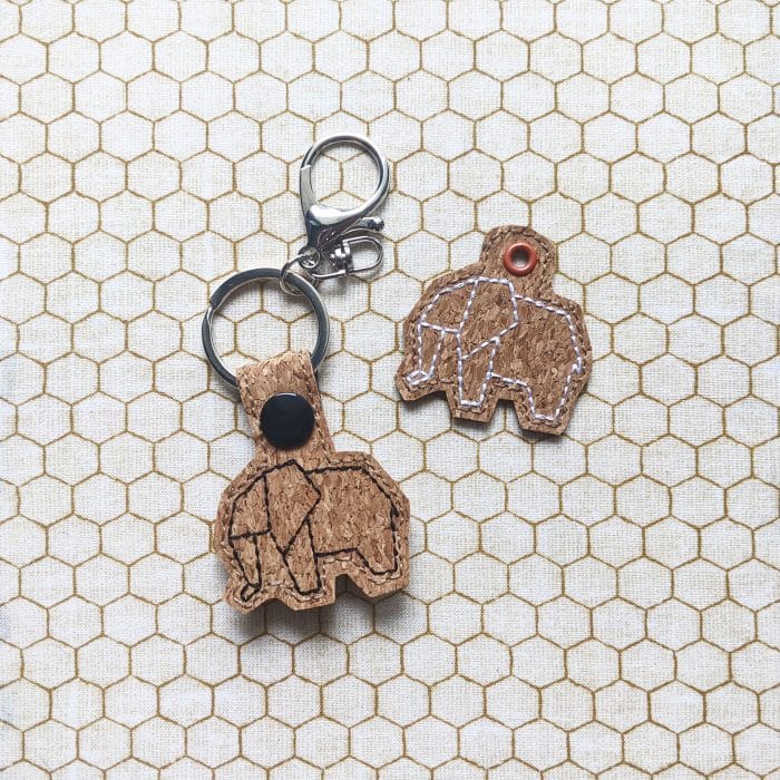 Elephant Linework Snap Tab & Eyelet Key Fobs
