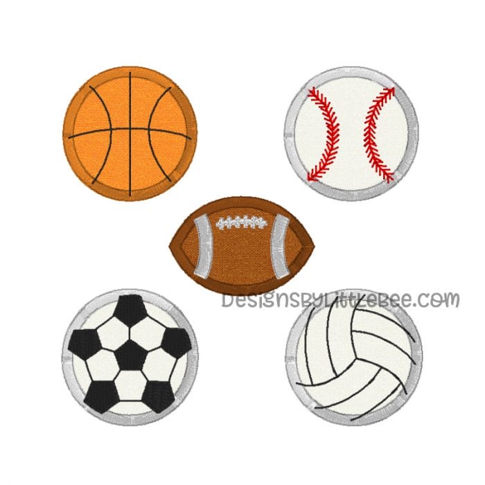 Mini Sports Ball Applique Design SET