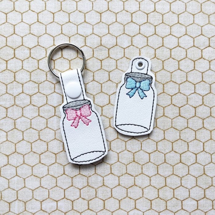 Mason Jar with Bow - Snap Tab & Eyelet Key Fobs