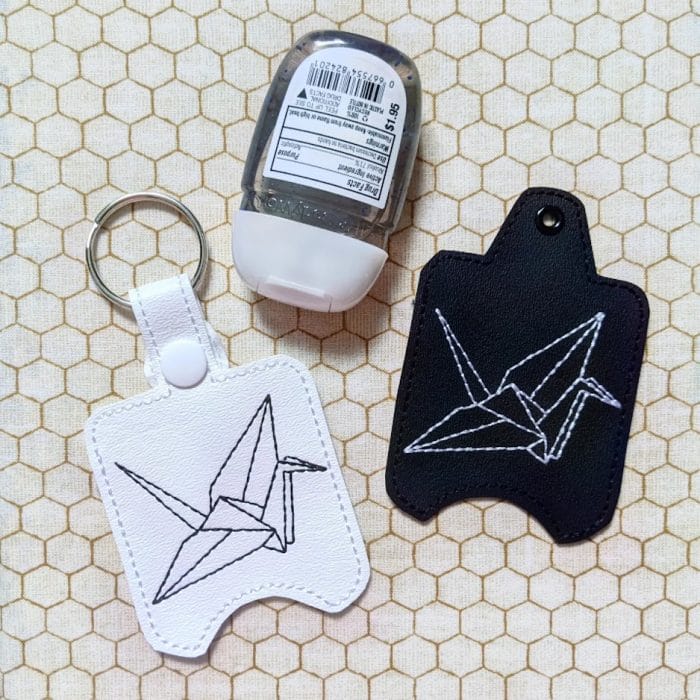 Origami Crane Hand Sanitizer Holder Key Fob & Snap Tab
