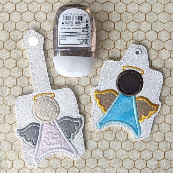 Angel Hand Sanitizer Holder Key Fob & Snap Tab