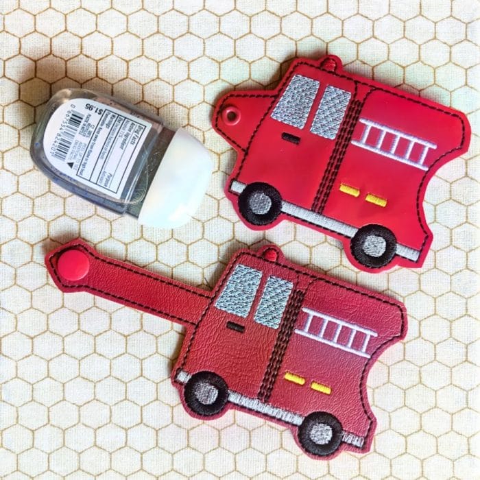 Fire Truck Hand Sanitizer Holder Key Fob & Snap Tab - Image 2