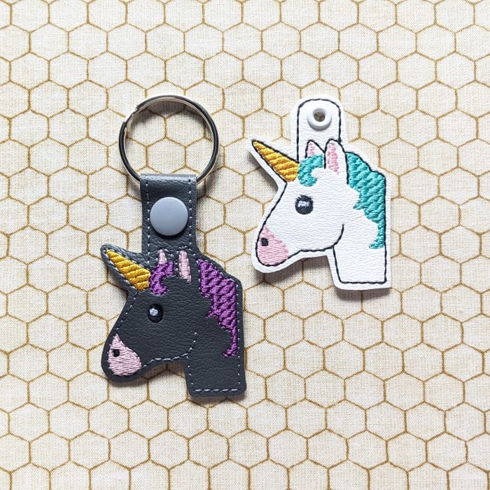 Unicorn Emoji Snap Tab & Eyelet Key Fob
