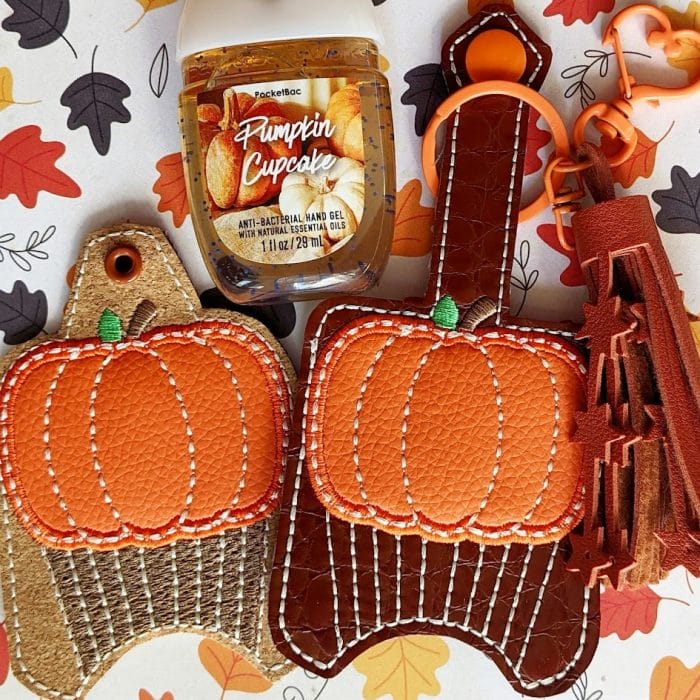 Pumpkin Cupcake Hand Sanitizer Holder Key Fob & Snap Tab - Image 2