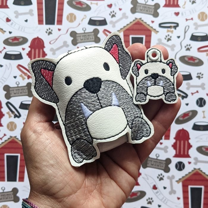 Bulldog Hand Sanitizer Holder Key Fob & Snap Tab