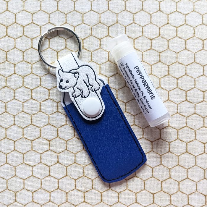Polar Bear Lip Balm Holder Key Fob Snap Tab - 5x7+ ONLY
