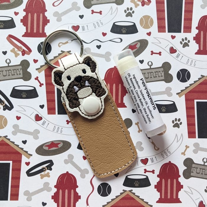Bulldog Lip Balm Holder Key Fob Snap Tab - 5x7+ ONLY