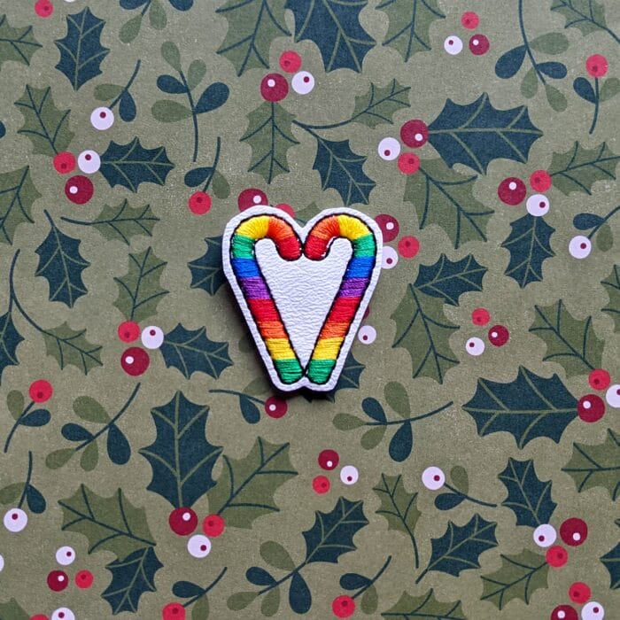 Candy Cane Heart Rainbow Feltie