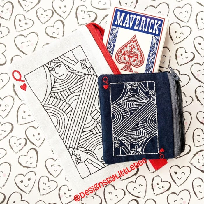 Queen of Hearts Card ITH Zipper Bag