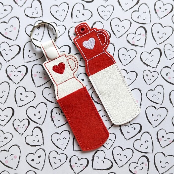 Heart Coffee Lip Balm Holder - Snap Tab & Eyelet Key Fob Set