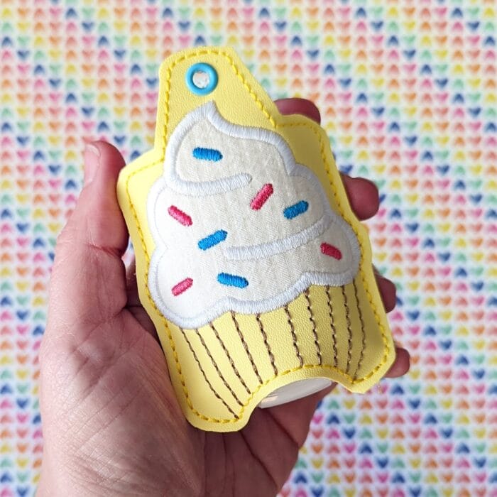 Cupcake Hand Sanitizer Holder Key Fob & Snap Tab