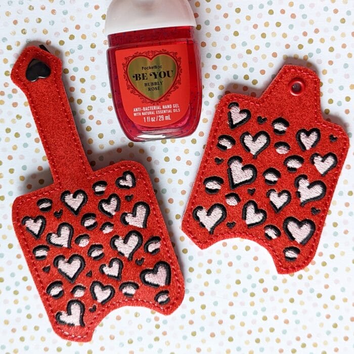 Leopard Hearts - Hand Sanitizer Holder Key Fob & Snap Tab