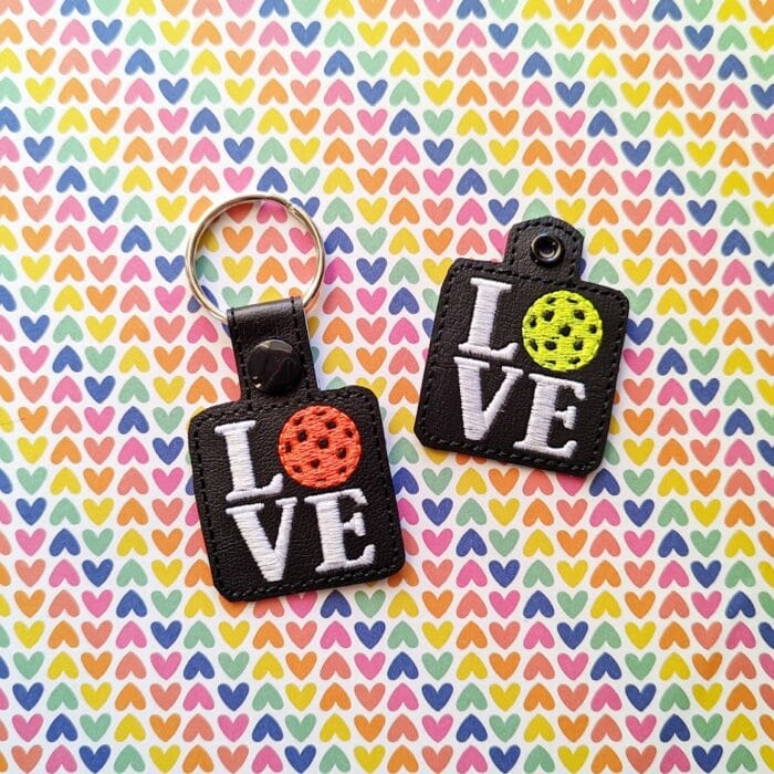 Pickleball Love Snap Tab & Eyelet Key Fob