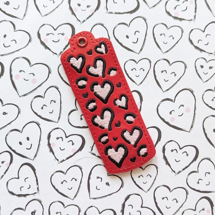 Leopard Hearts - "Backwards" Lip Balm Holder - Snap Tab & Eyelet Key Fob