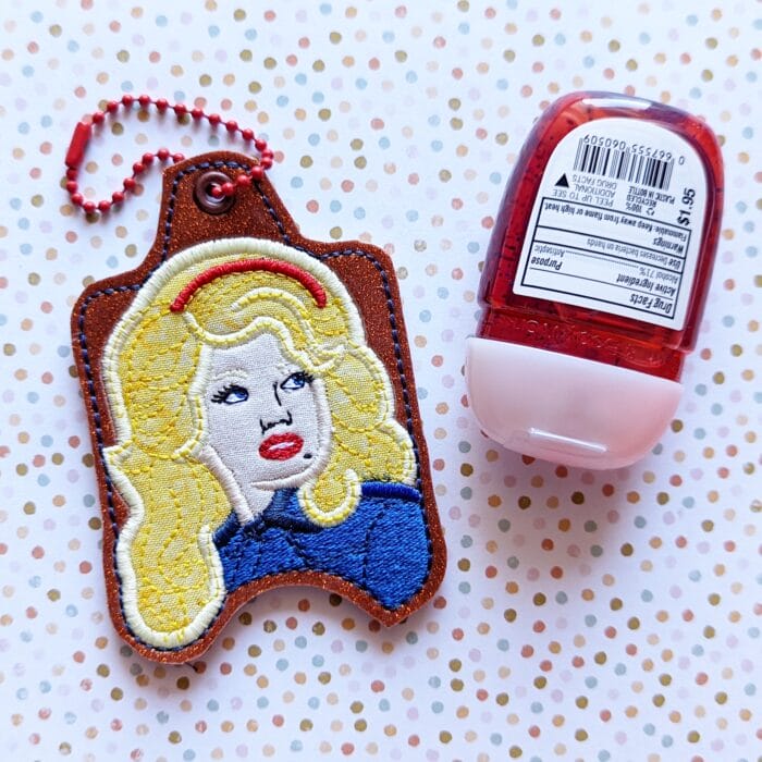 Dolly Hand Sanitizer Holder Key Fob & Snap Tab
