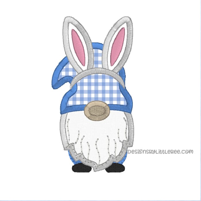 Gnome with Bunny Ears Applique Embroidery Design