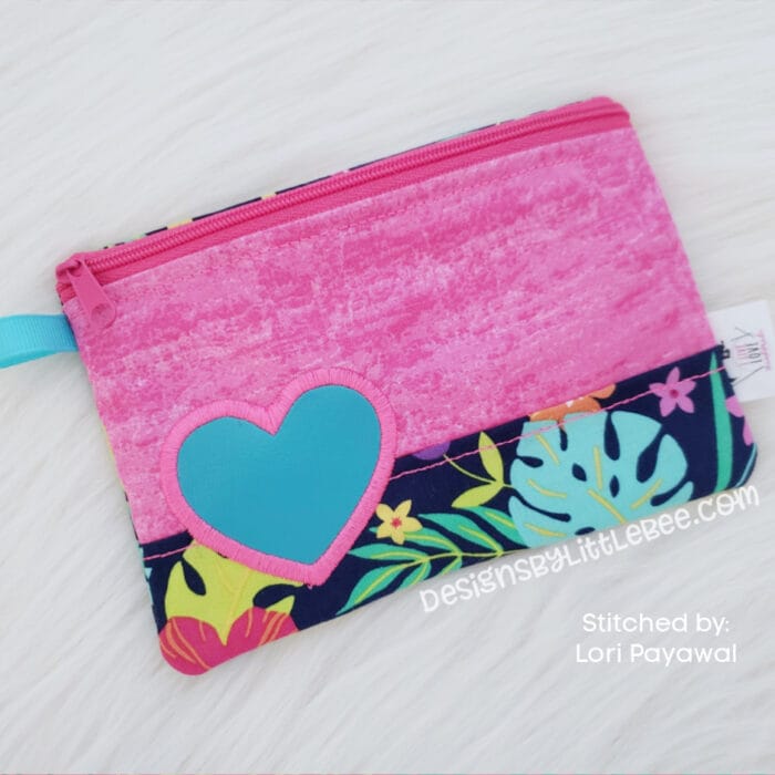 Heart ITH Split Zipper Bag