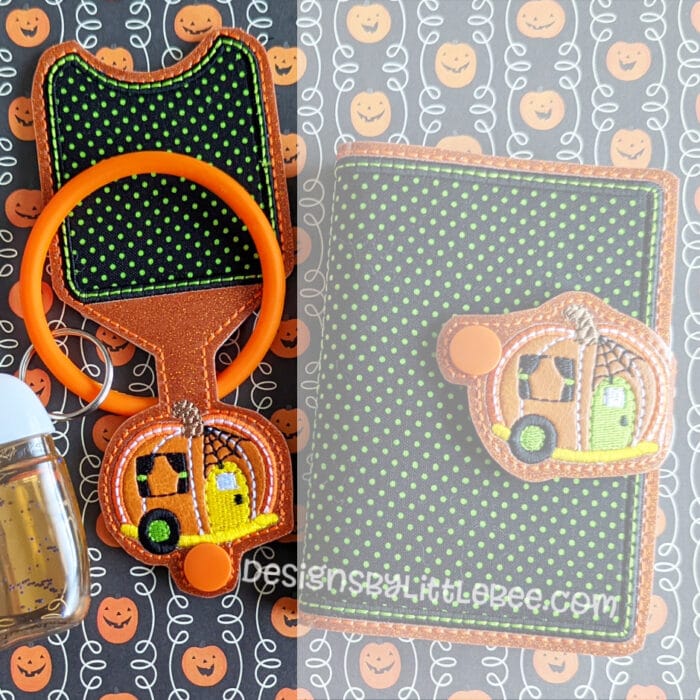 Pumpkin Camper Hand Sanitizer Holder Snap Tab - 5x7+ ONLY
