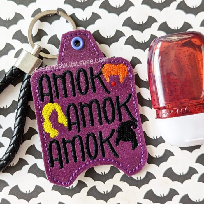 Amok! Amok! Amok! Hand Sanitizer Case - Snap Tab and Eyelet Key Fob