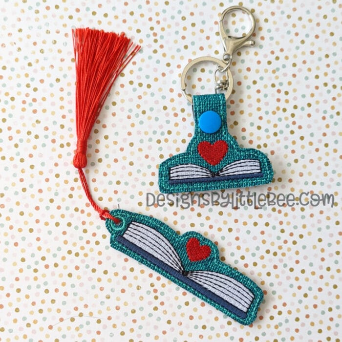 Book Snap Tab & Eyelet Key Fob with BONUS Bookmark