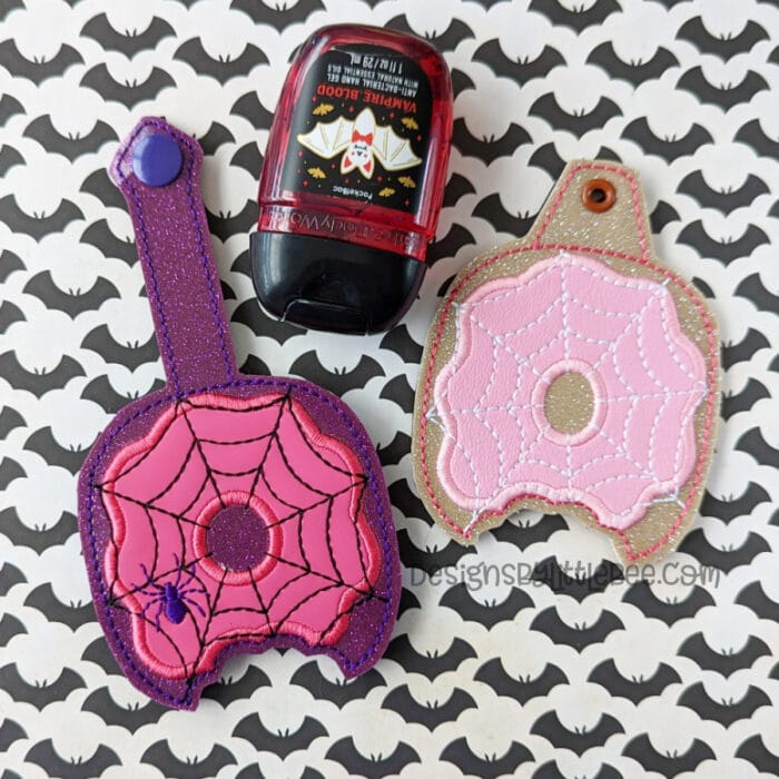 Spider Web Donut - Hand Sanitizer Case - Snap Tab and Eyelet Key Fob