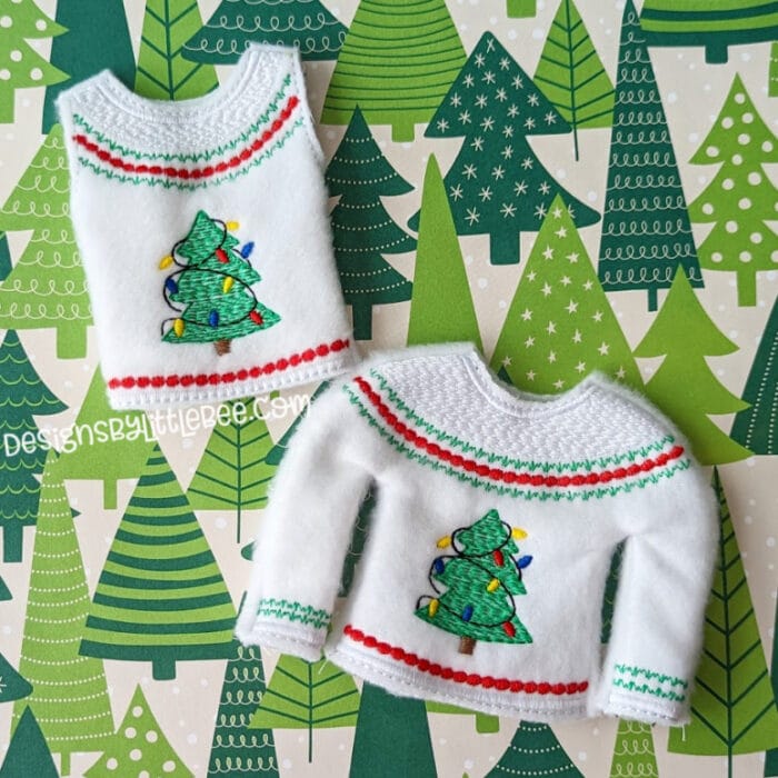 Ugly Sweater - Elf or 12" Doll Shirt - Short and Long Sleeves