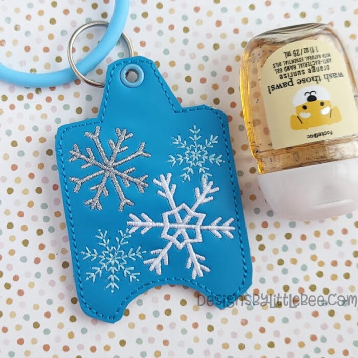 Snowflake Hand Sanitizer Case - Snap Tab and Eyelet Key Fob