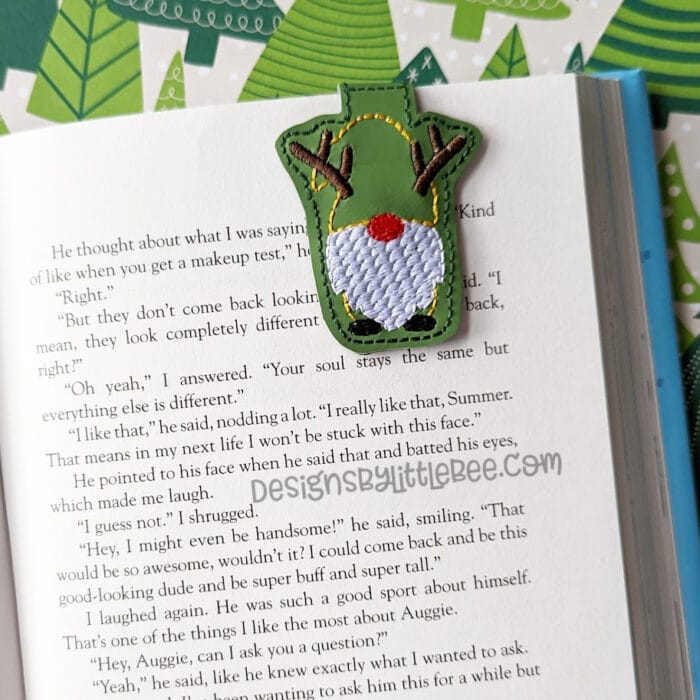 Gnome with Antlers Foldover Magnetic Bookmark