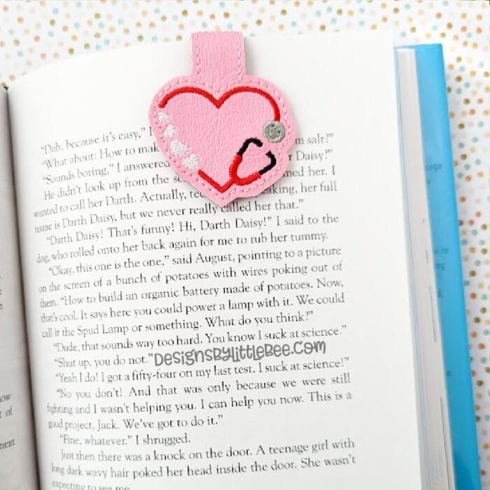 Stethoscope Hearts Foldover Magnetic Bookmark