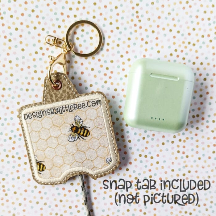 Ear Bud Key Fob Case - Snap Tab and Eyelet