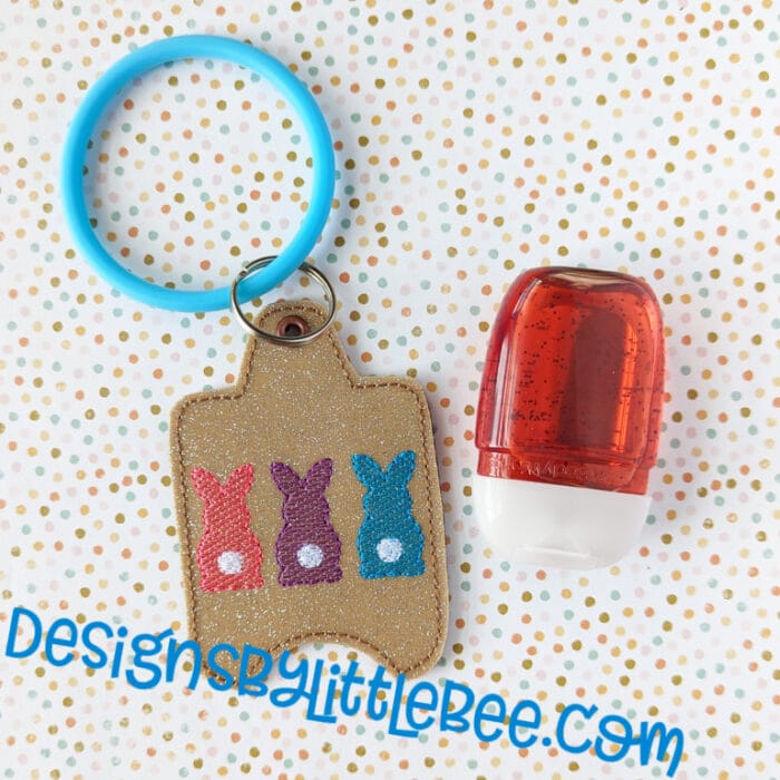Bunny Back Hand Sanitizer Case - Snap Tab and Eyelet Key Fob