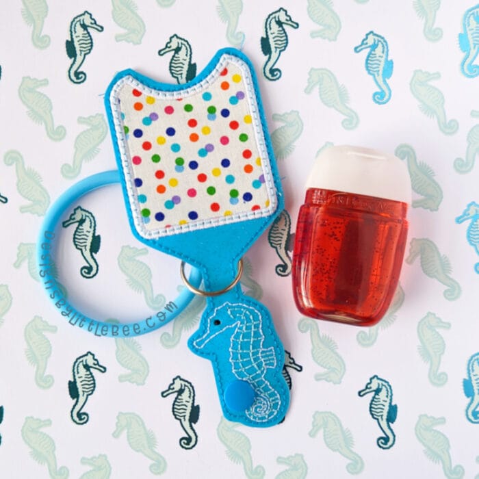 Seahorse Applique Hand Sanitizer Holder Snap Tab - 5x7+ ONLY